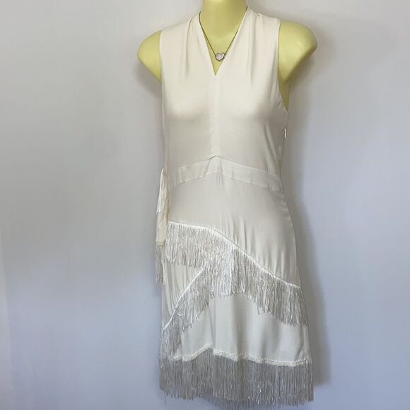 Joie Dress “Amiyah” White Flapper Fringe So Gatsby NWT 8 - Picture 5 of 9